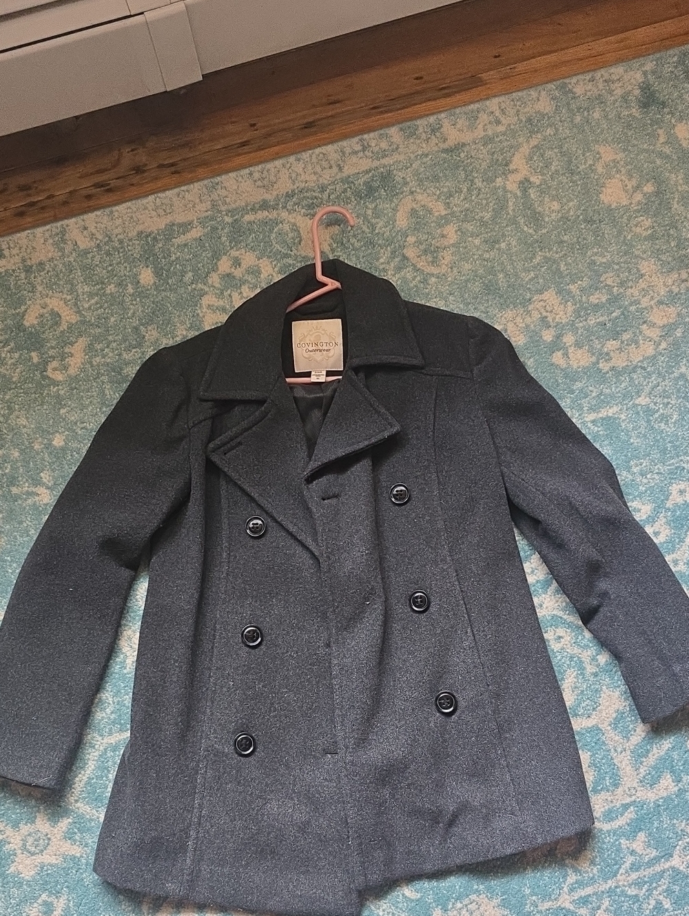 Covington Women's Double-Breasted Peacoat in Charcoal Gray